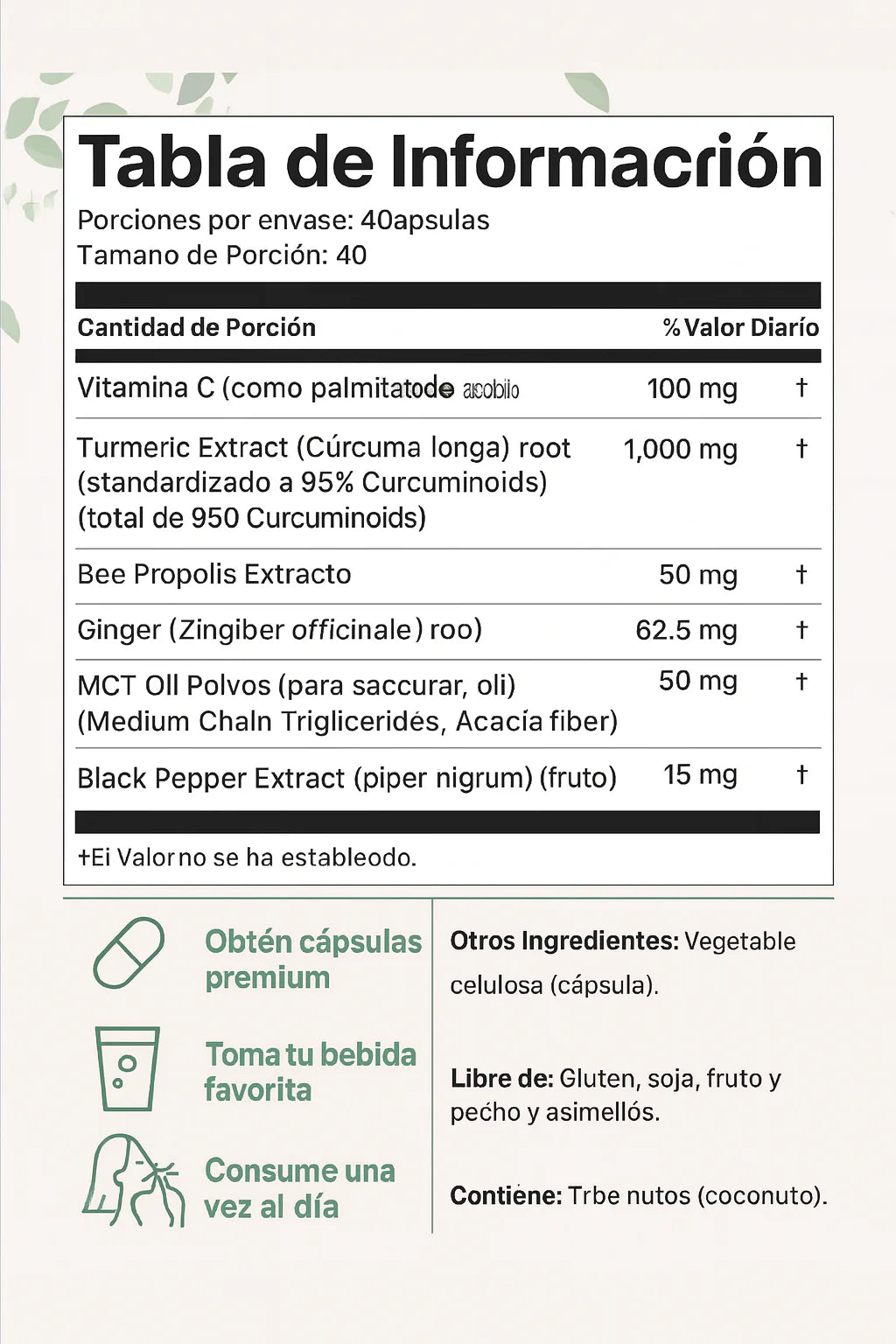 ADIOS HINCHAZON Y DOLORES CON TURMERIC 60 CÁPSULAS + ENVIO GRATIS