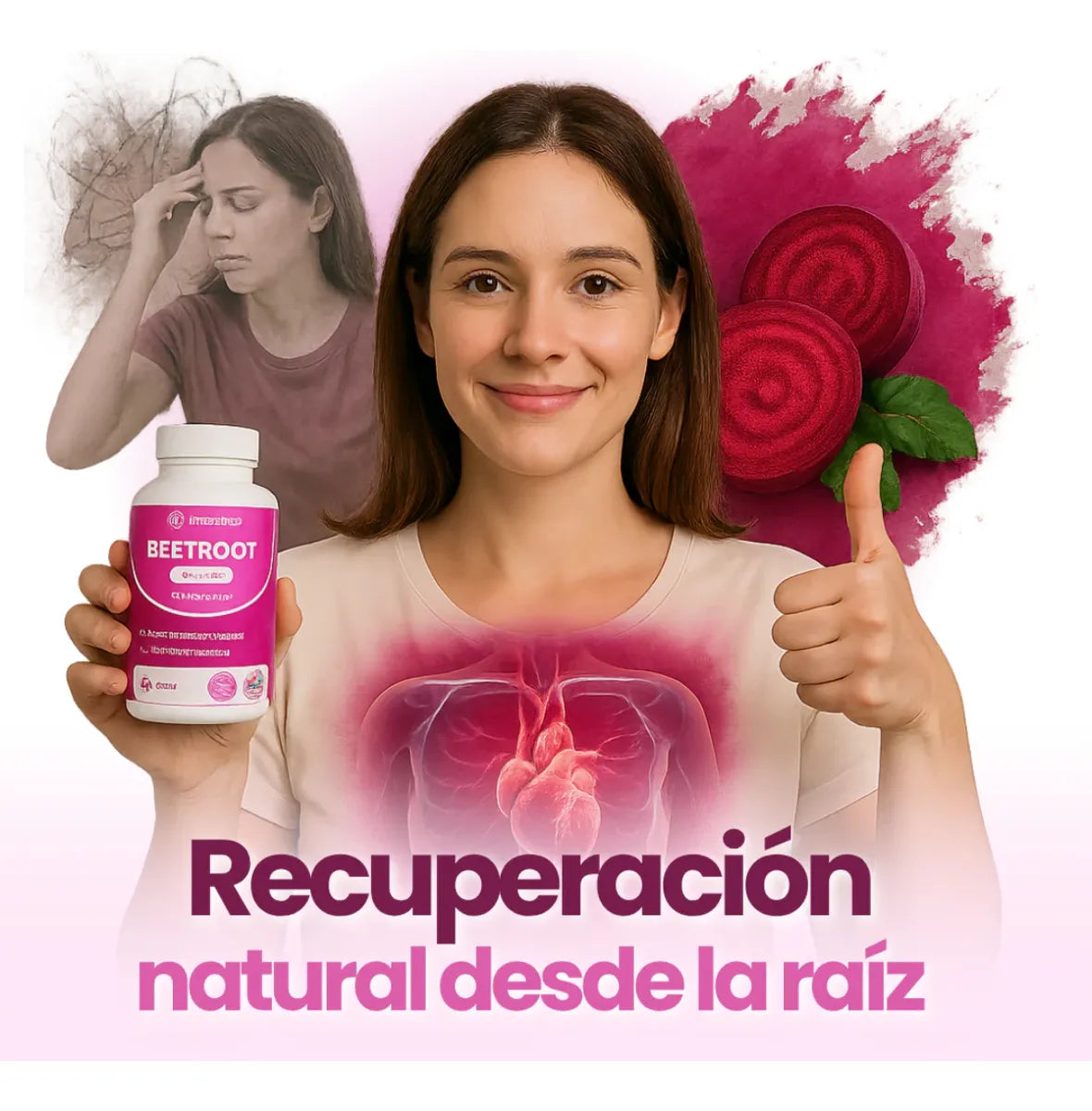 Beetroot 60 Caps - Presión Arterial Saludable y Circulación Natural - Un Aporte de Energía